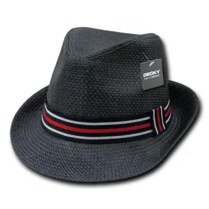 1 Dozen Decky Black Fedora Panama Fashion Hats Paper Straw Unisex Wholesale Lots