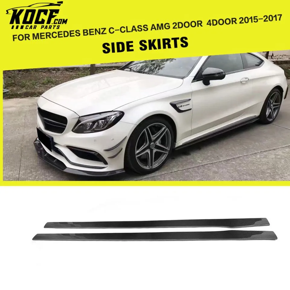 2015-2017 C-Class W205 Carbon Fiber Car Side Skirts Extension for Mercedes W205 C63 AMG