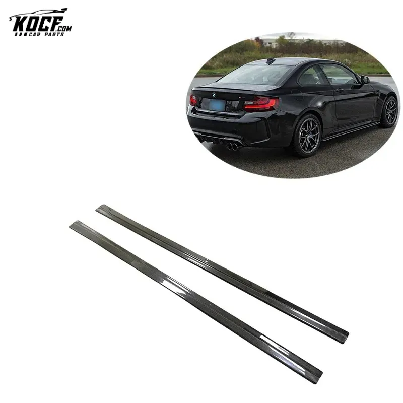 2016-2019 Flat shape Style Carbon Fiber Side Skirts Rocker Panels Side Trim Spoiler Car Styling For BMW F87 M2 M2C