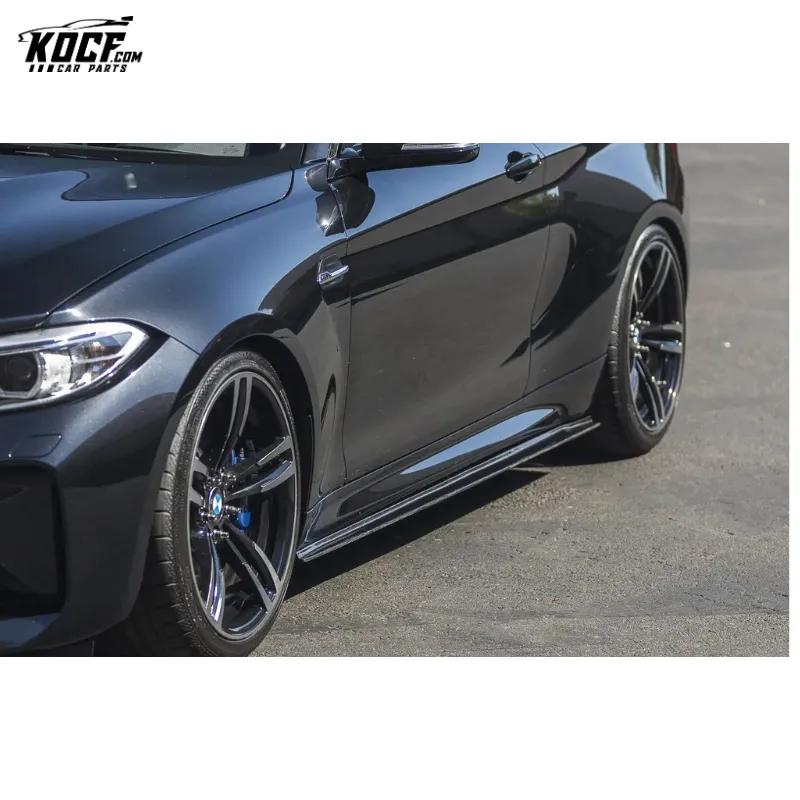 2016-2019 Flat shape Style Carbon Fiber Side Skirts Rocker Panels Side Trim Spoiler Car Styling For BMW F87 M2 M2C