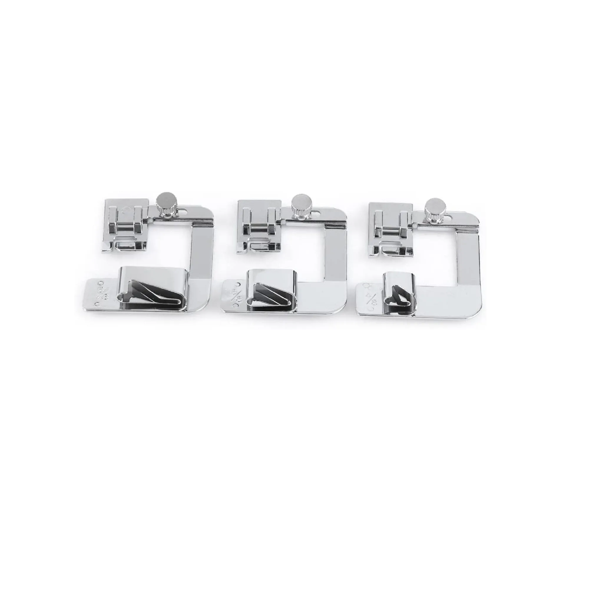 3pcs Rolled Hem Snap On Presser Foot  4/8" 6/8" 8/8" Pressure Feet Hemmer Foot Set for Domestic Sewing Machines