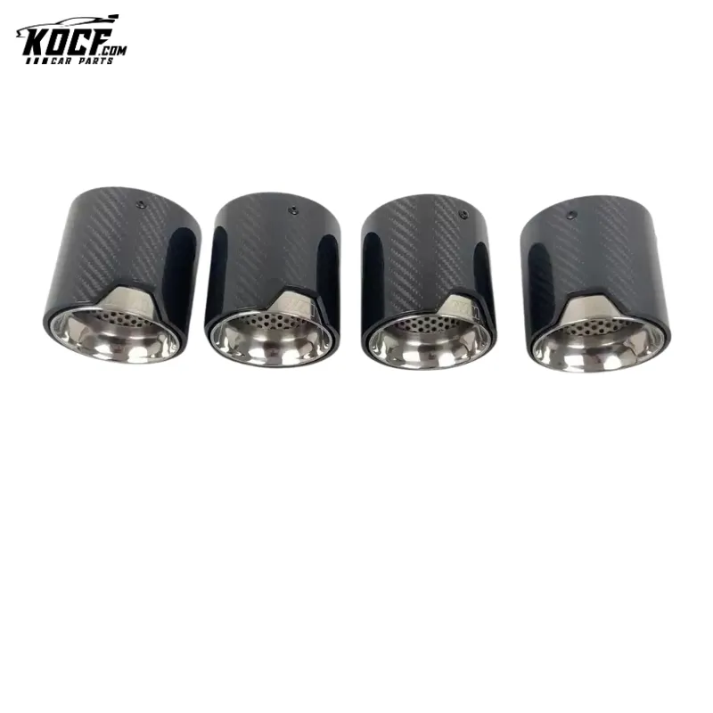 4-PC G80 M3 G82 M4 Carbon Fiber Exhaust tip tail ends Exhaust tip muffler tip Stainless Steel Glossy Black Fits for BMW