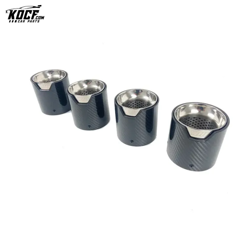 4-PC G80 M3 G82 M4 Carbon Fiber Exhaust tip tail ends Exhaust tip muffler tip Stainless Steel Glossy Black Fits for BMW