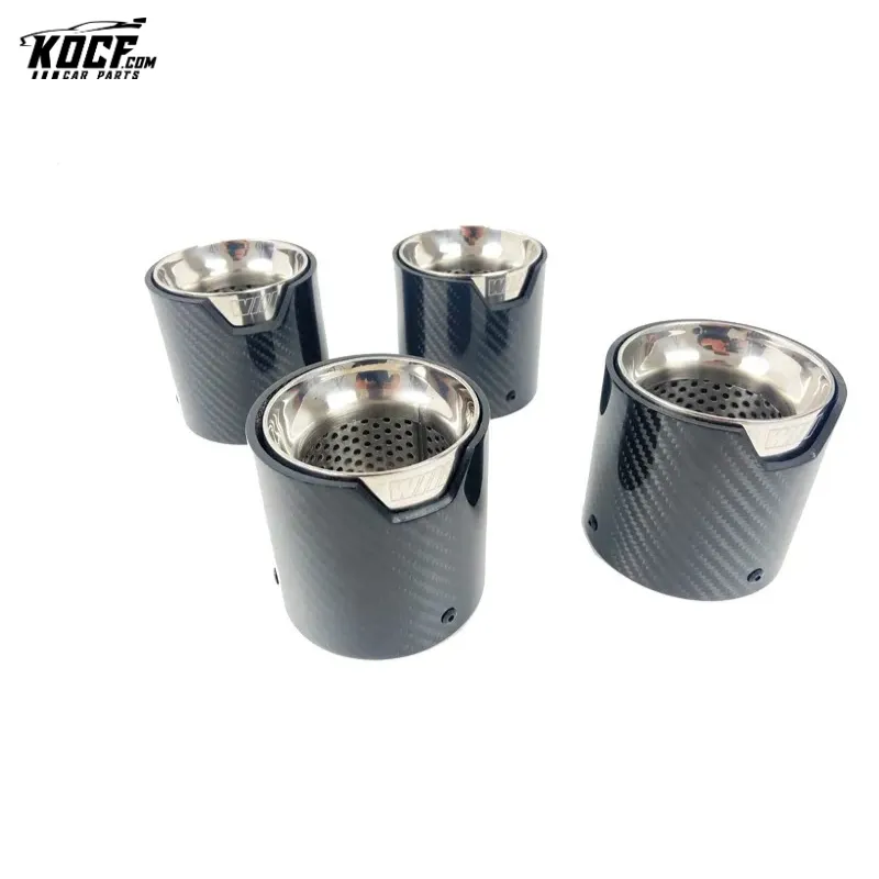 4-PC G80 M3 G82 M4 Carbon Fiber Exhaust tip tail ends Exhaust tip muffler tip Stainless Steel Glossy Black Fits for BMW