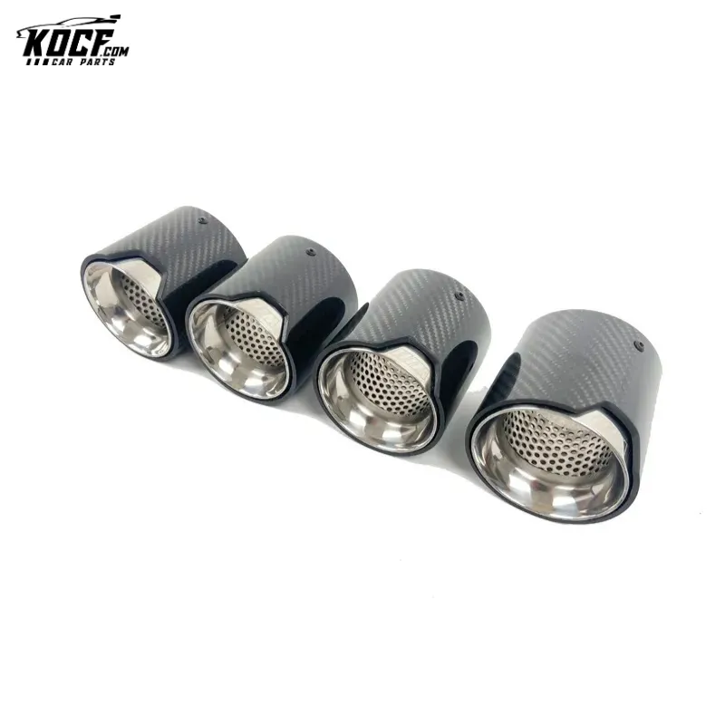 4-PC G80 M3 G82 M4 Carbon Fiber Exhaust tip tail ends Exhaust tip muffler tip Stainless Steel Glossy Black Fits for BMW