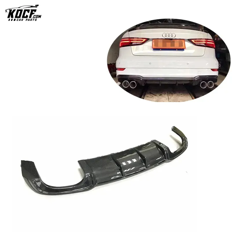 A3 S3 R style Carbon Fiber Rear Bumper Lip Diffuser Spoiler For Audi 17 