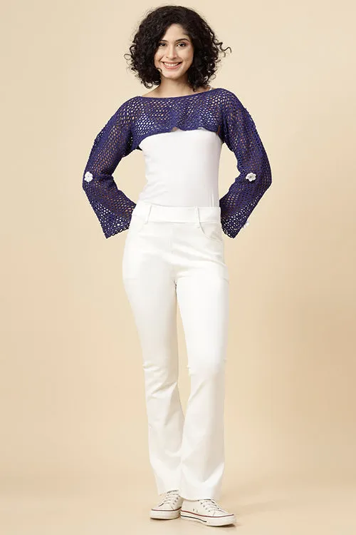 Ajoobaa "Crop" Crochet Pure Cotton Handmade Bolero- Blue