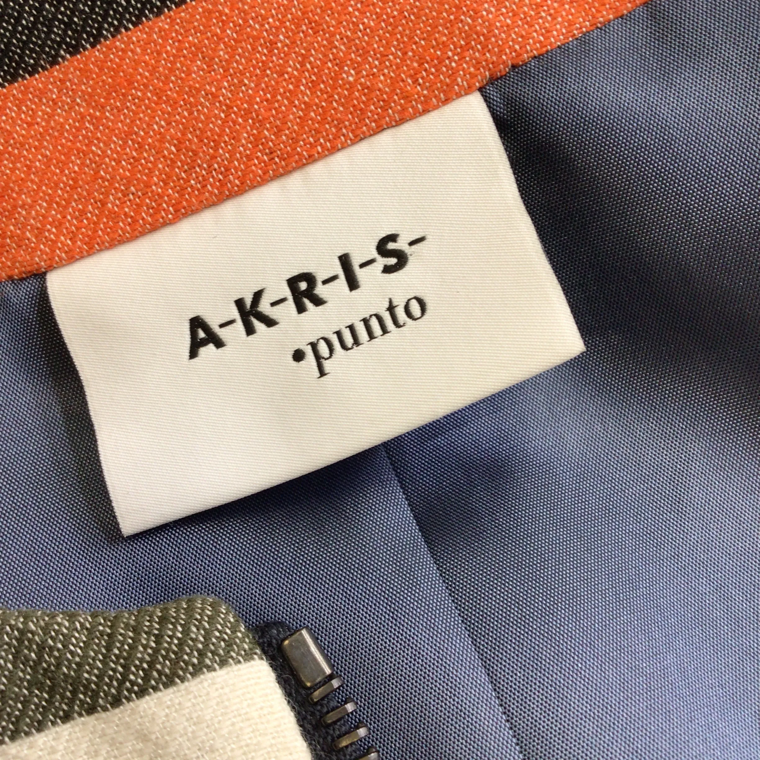 Akris Punto Orange / Ivory / Blue Multi Striped Full Zip Cotton Jacket