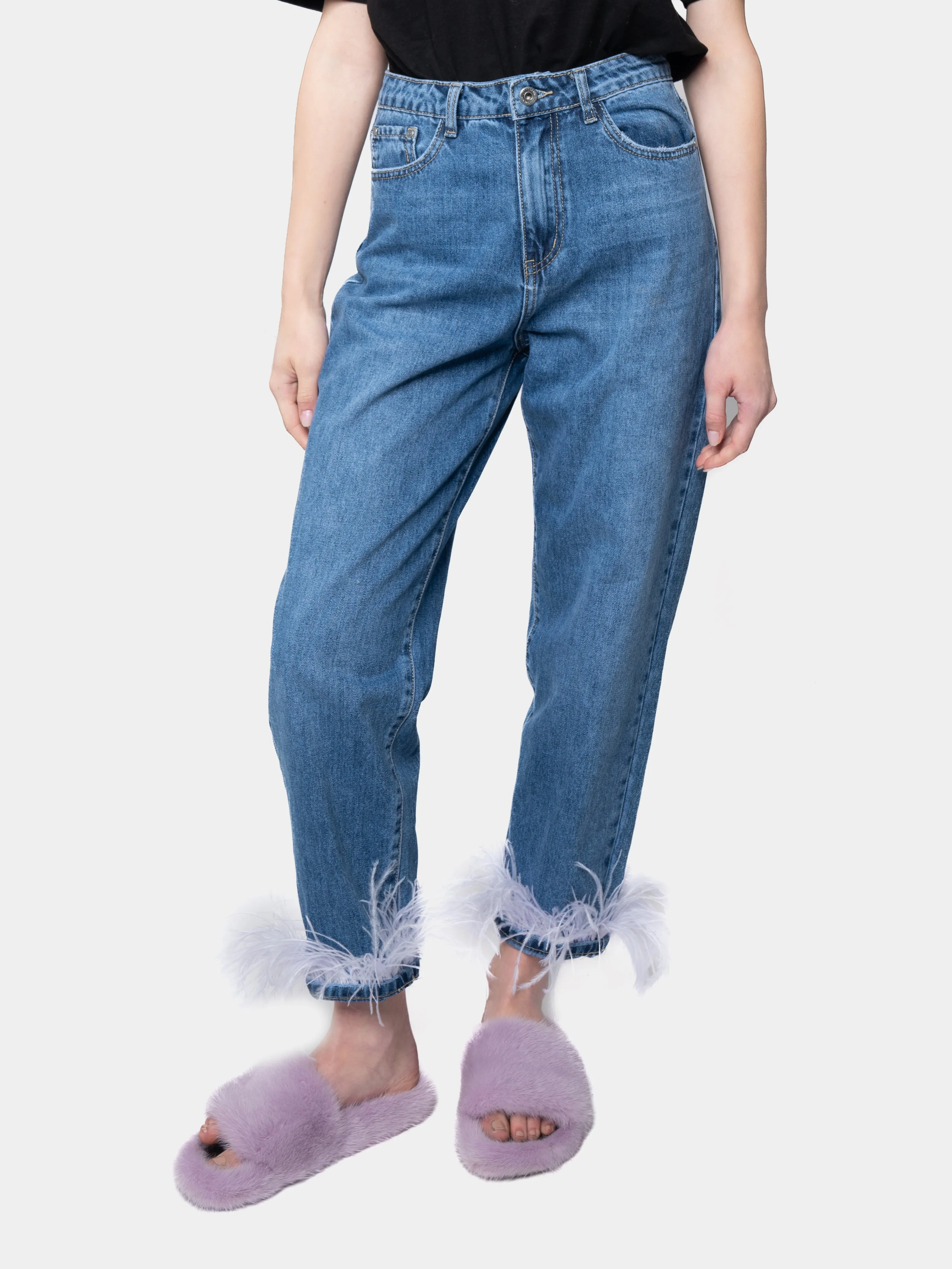 BARCELONA - Lilac Marabou Feather Jeans