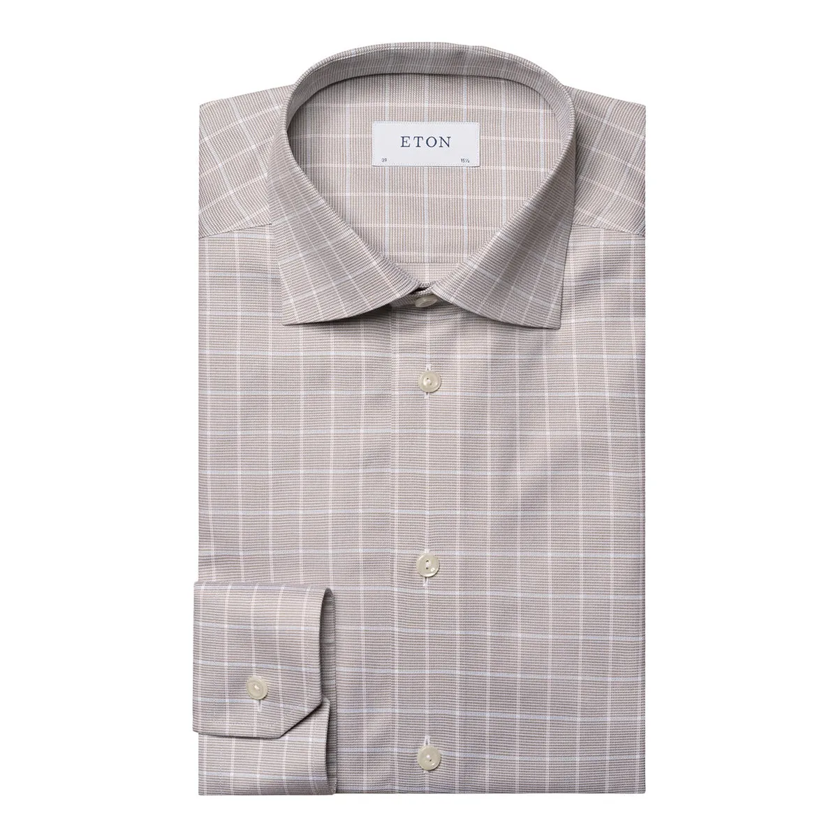 Beige Checked Signature Twill Slim Fit Shirt