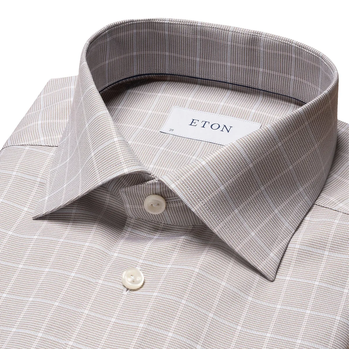 Beige Checked Signature Twill Slim Fit Shirt