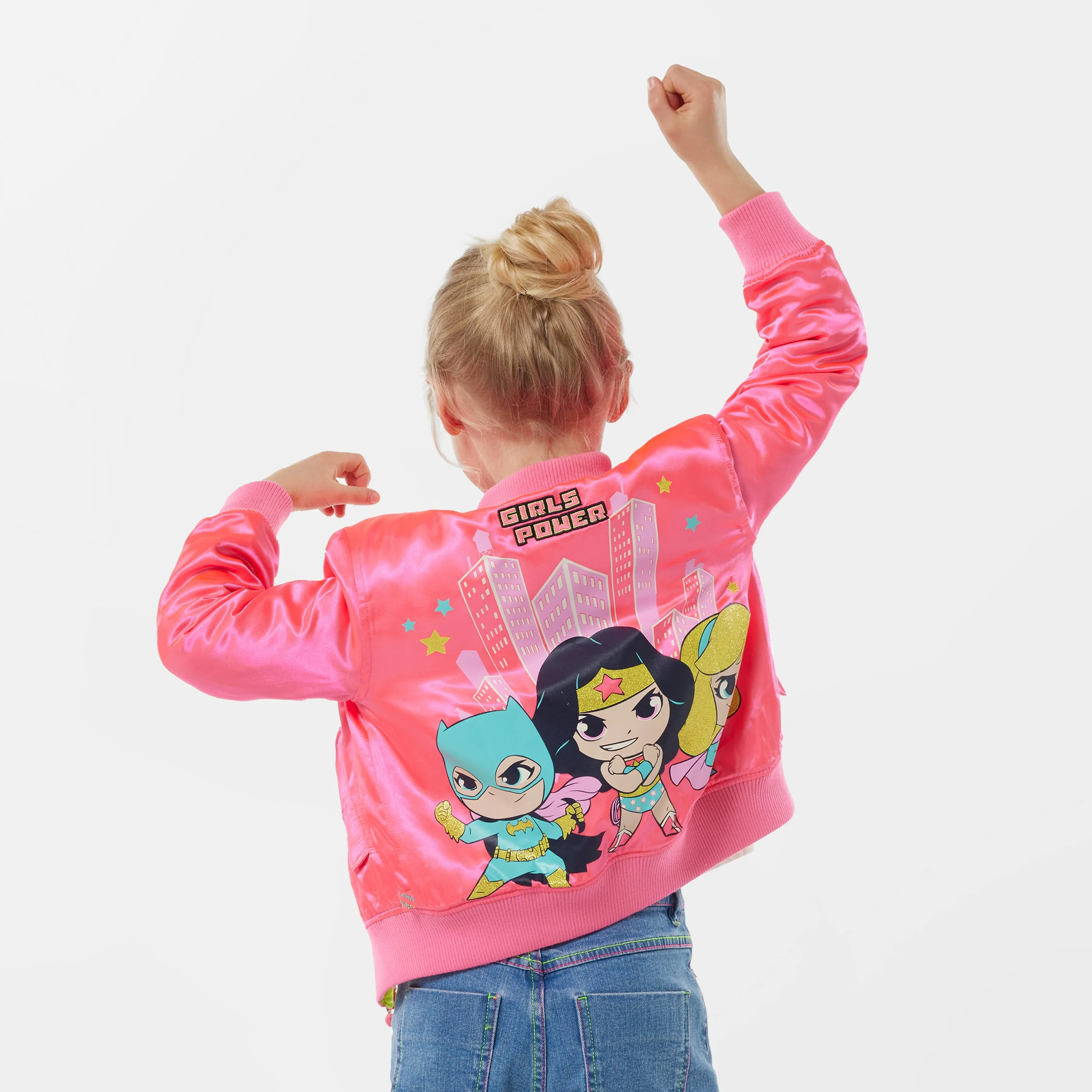 Billieblush Girls DC Comics Bomber Jacket in Pink