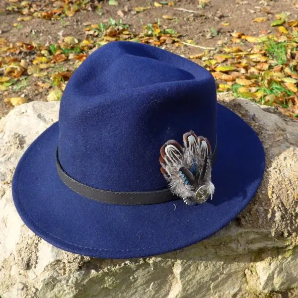 Black Fedora Hat with Leather Band. Unisex, Crushable.