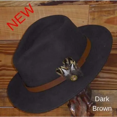 Black Fedora Hat with Leather Band. Unisex, Crushable.