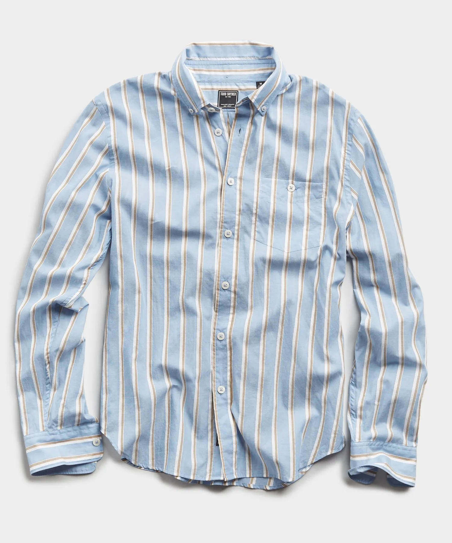 Blue Stripe Button Down Collar Long Sleeve Shirt