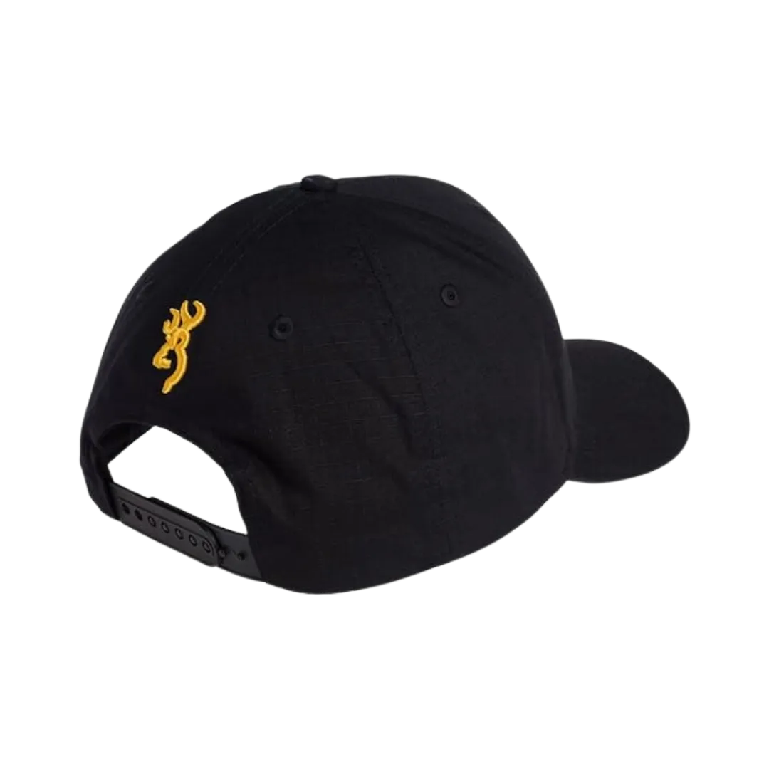 Browning Men's Ripstop Black Gold Logo Embroidered Cap