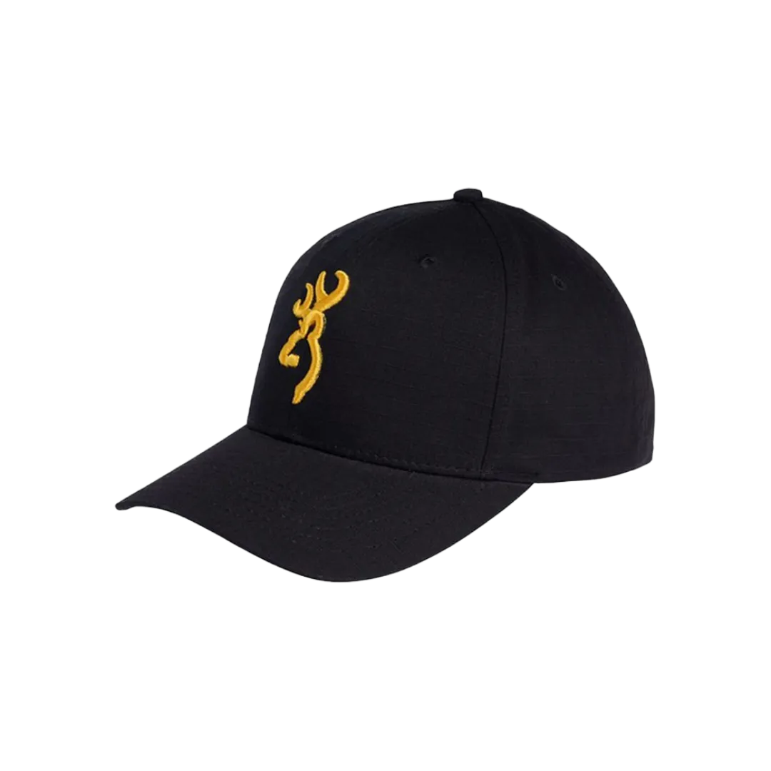 Browning Men's Ripstop Black Gold Logo Embroidered Cap