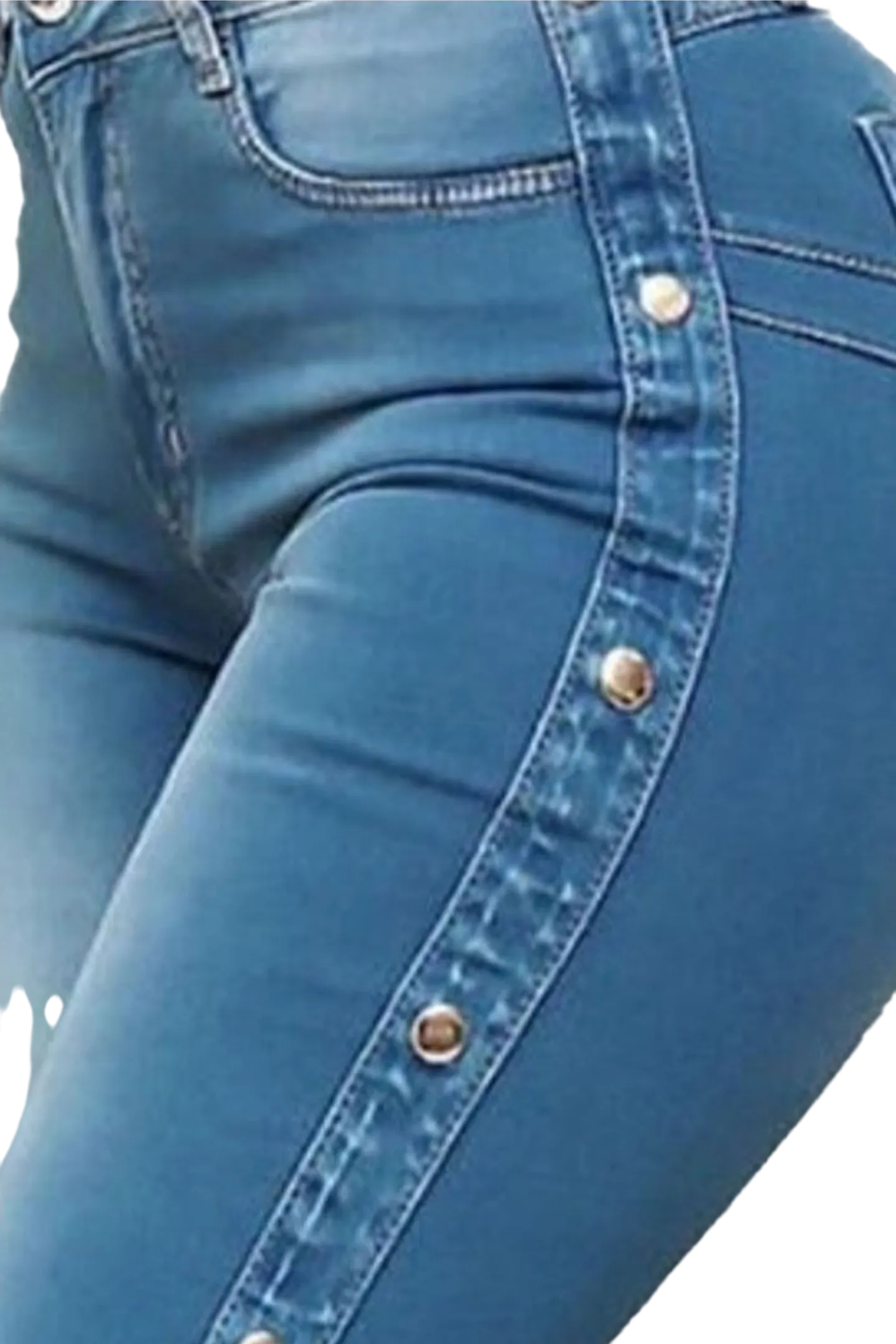 Button Detail Flare Jeans