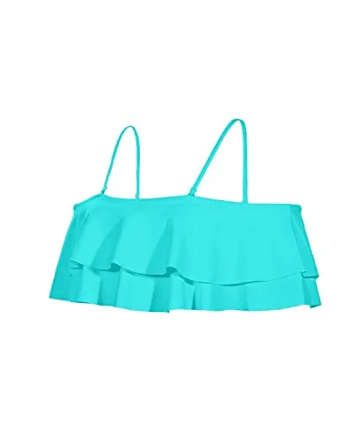 Classic Strappy Flounce Swimsuit Top For Women-Aqua