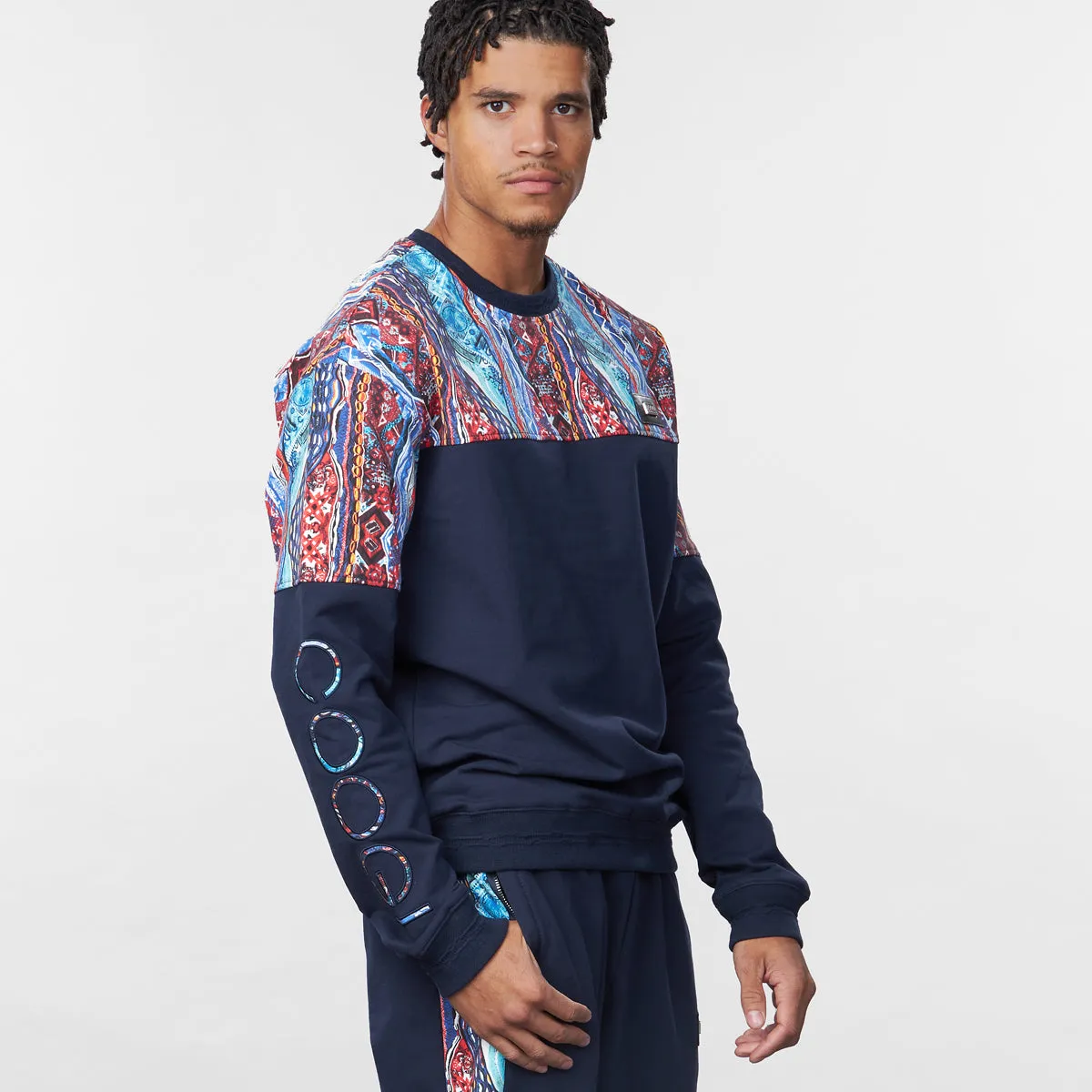 Coogi Blue-Red Fleece Crewneck