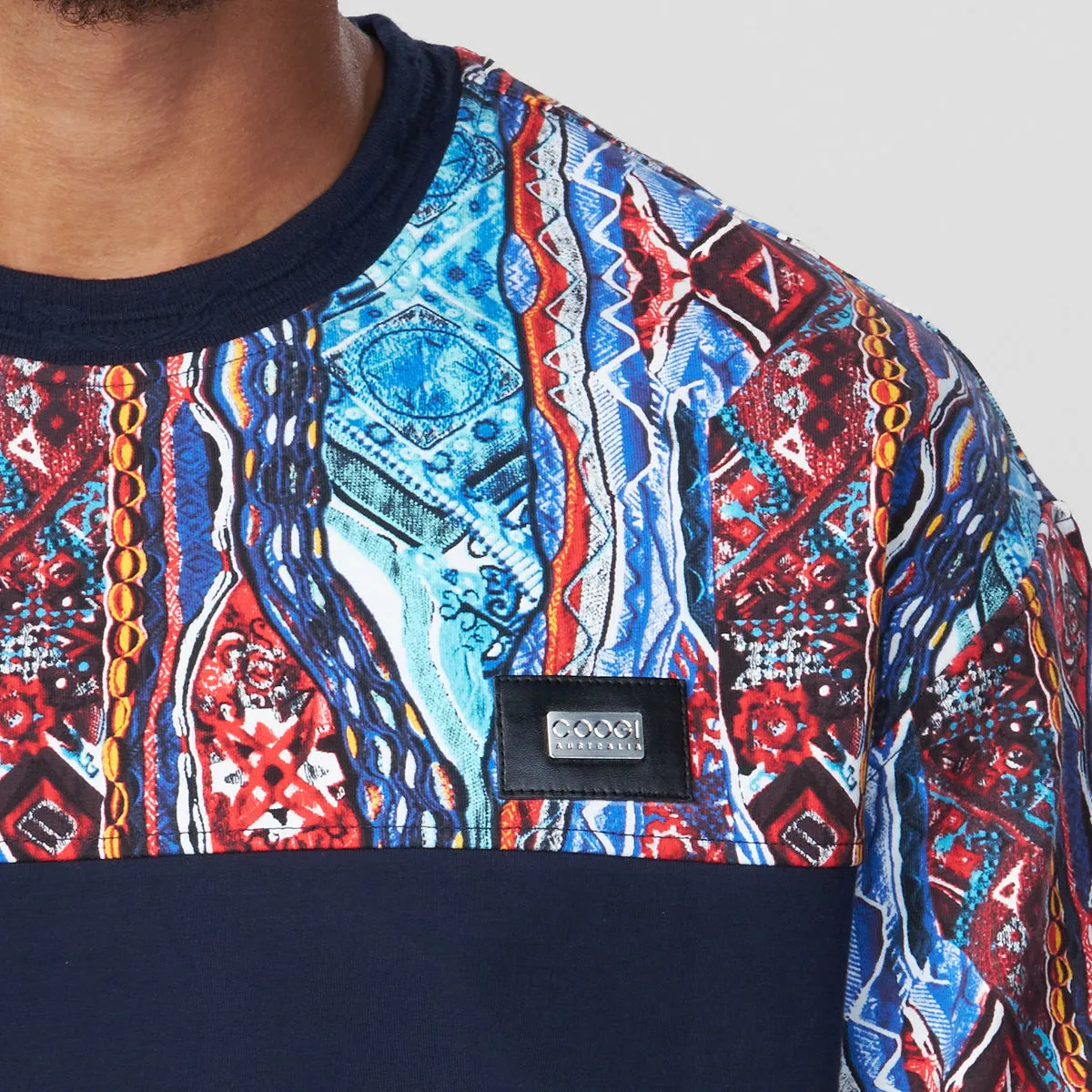 Coogi Blue-Red Fleece Crewneck