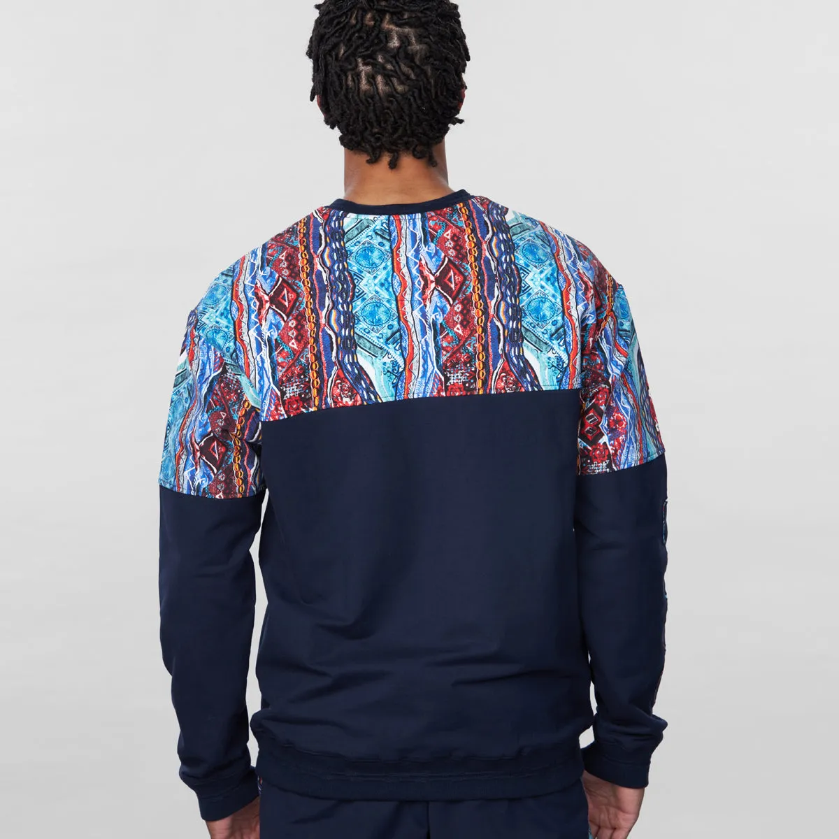 Coogi Blue-Red Fleece Crewneck