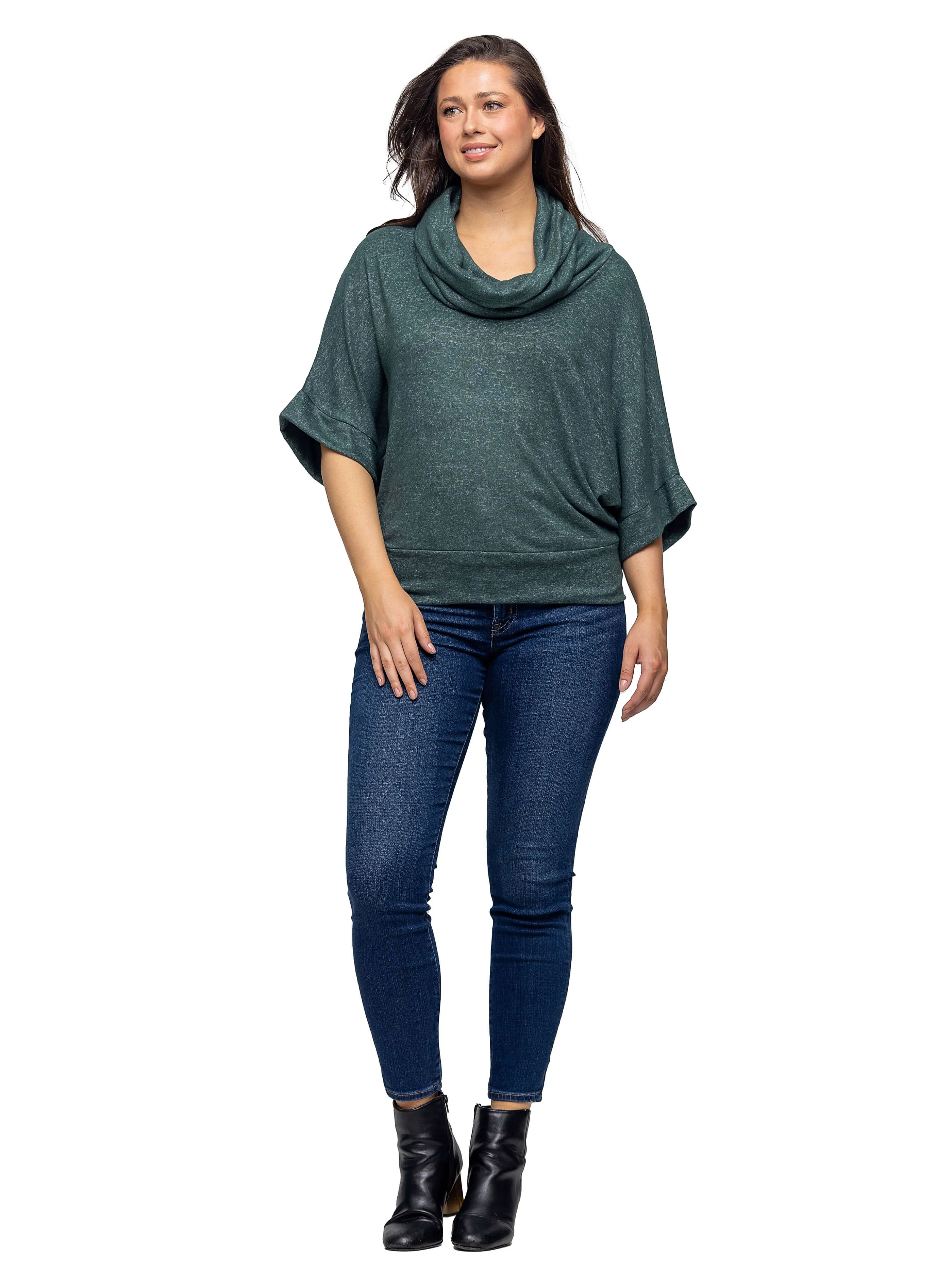 Cowl Neck Dolman Sleeve Sweater Top