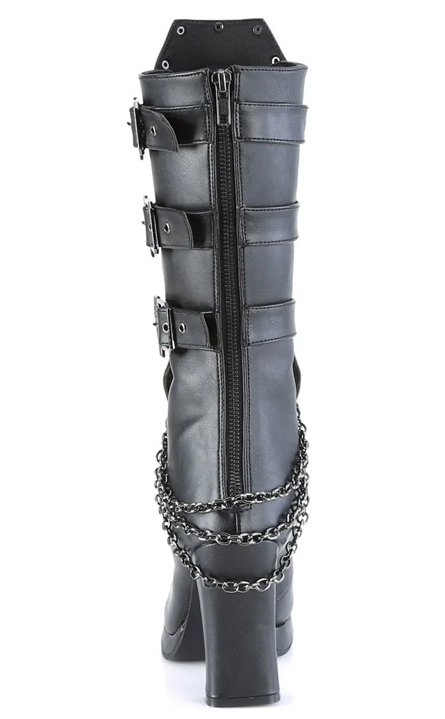 CRYPTO-67 Black Quilted Knee High Boots (Au Stock)