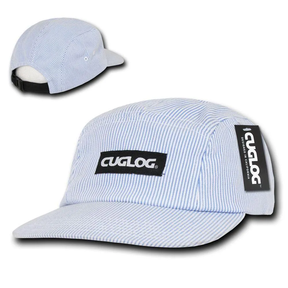 Cuglog Seersucker 5 Panel Racer Caps Stripped Strapback Hats Caps