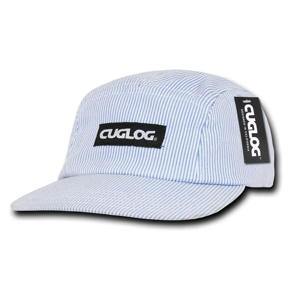 Cuglog Seersucker 5 Panel Racer Caps Stripped Strapback Hats Caps