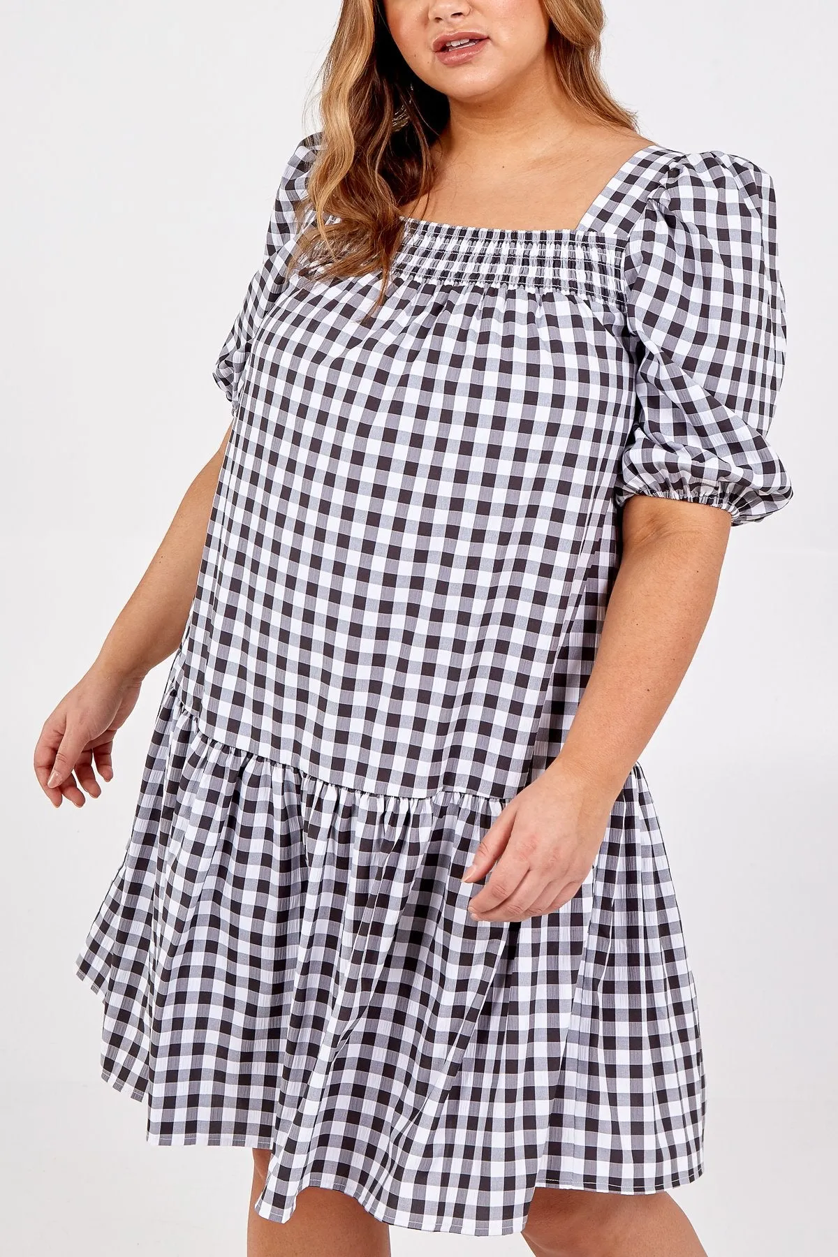 Curve Gingham Smock Dress