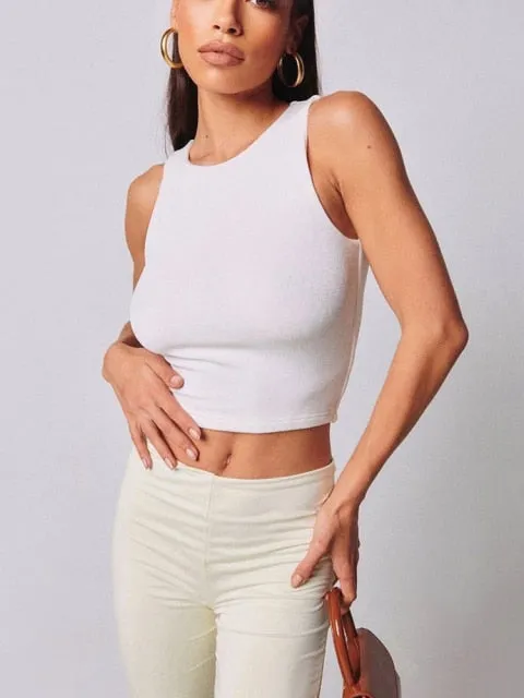 Diana Knitted Sleeveless Chic Crop Top