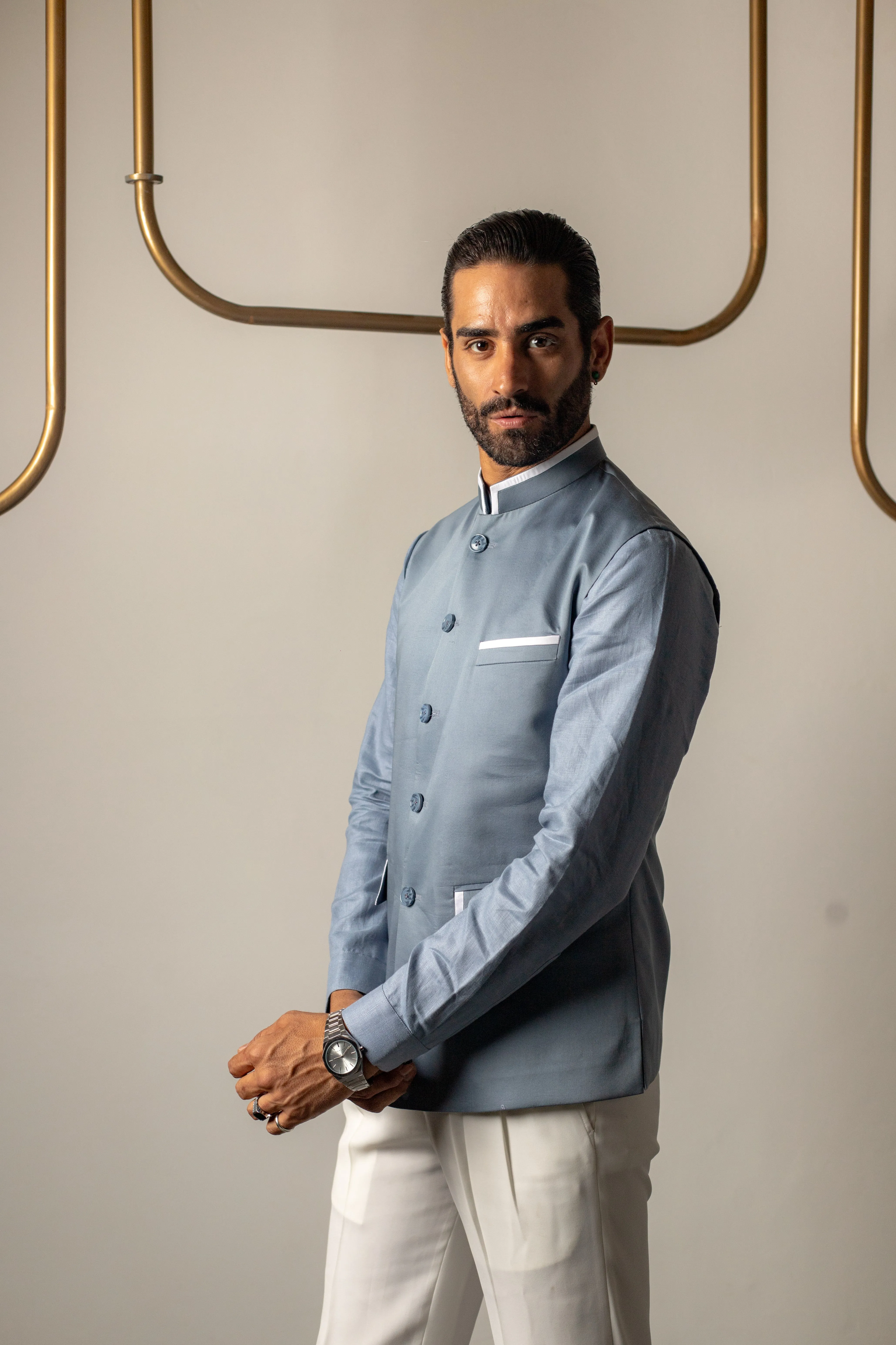 DOVE GREY CLASSIC NEHRU JACKET