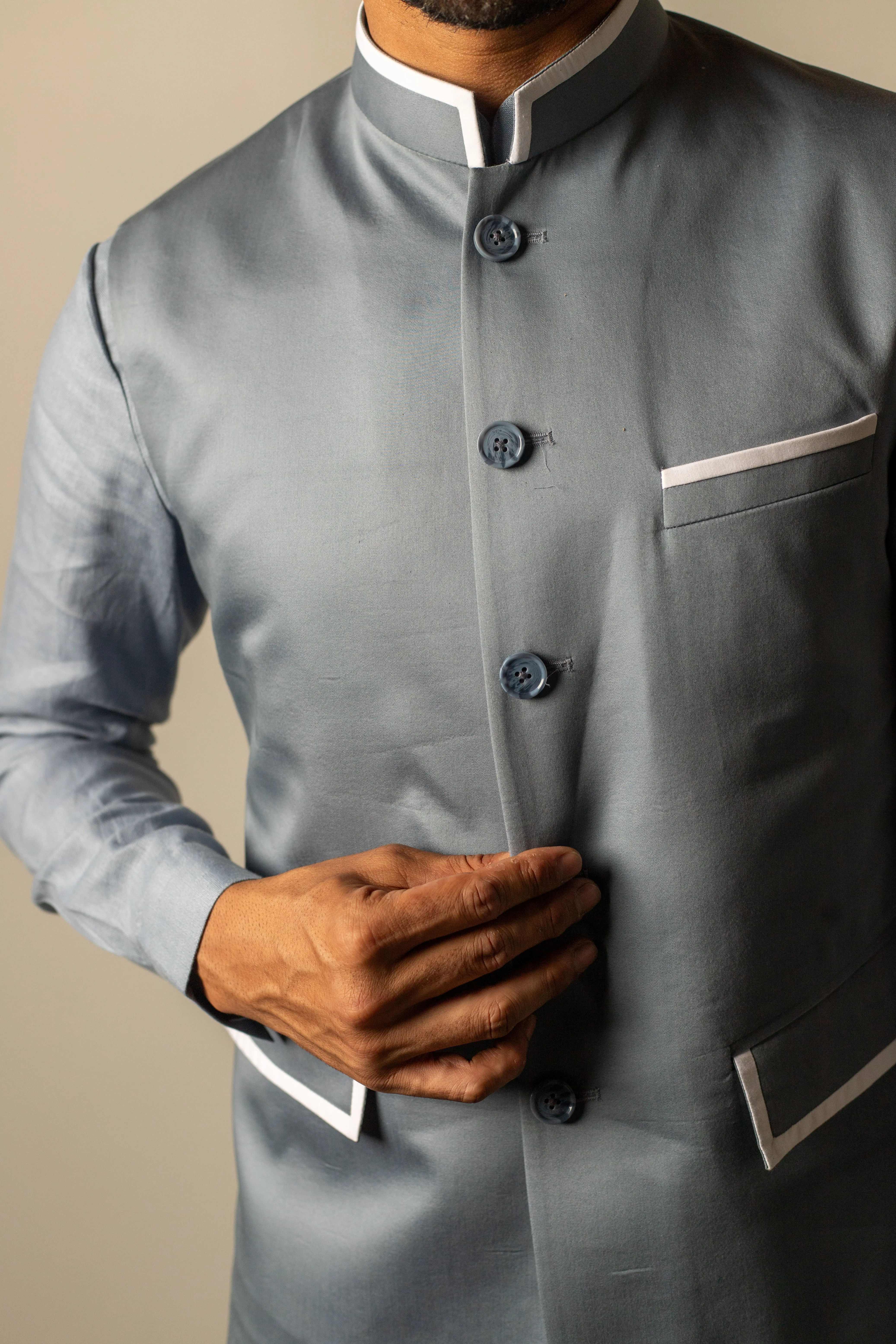 DOVE GREY CLASSIC NEHRU JACKET