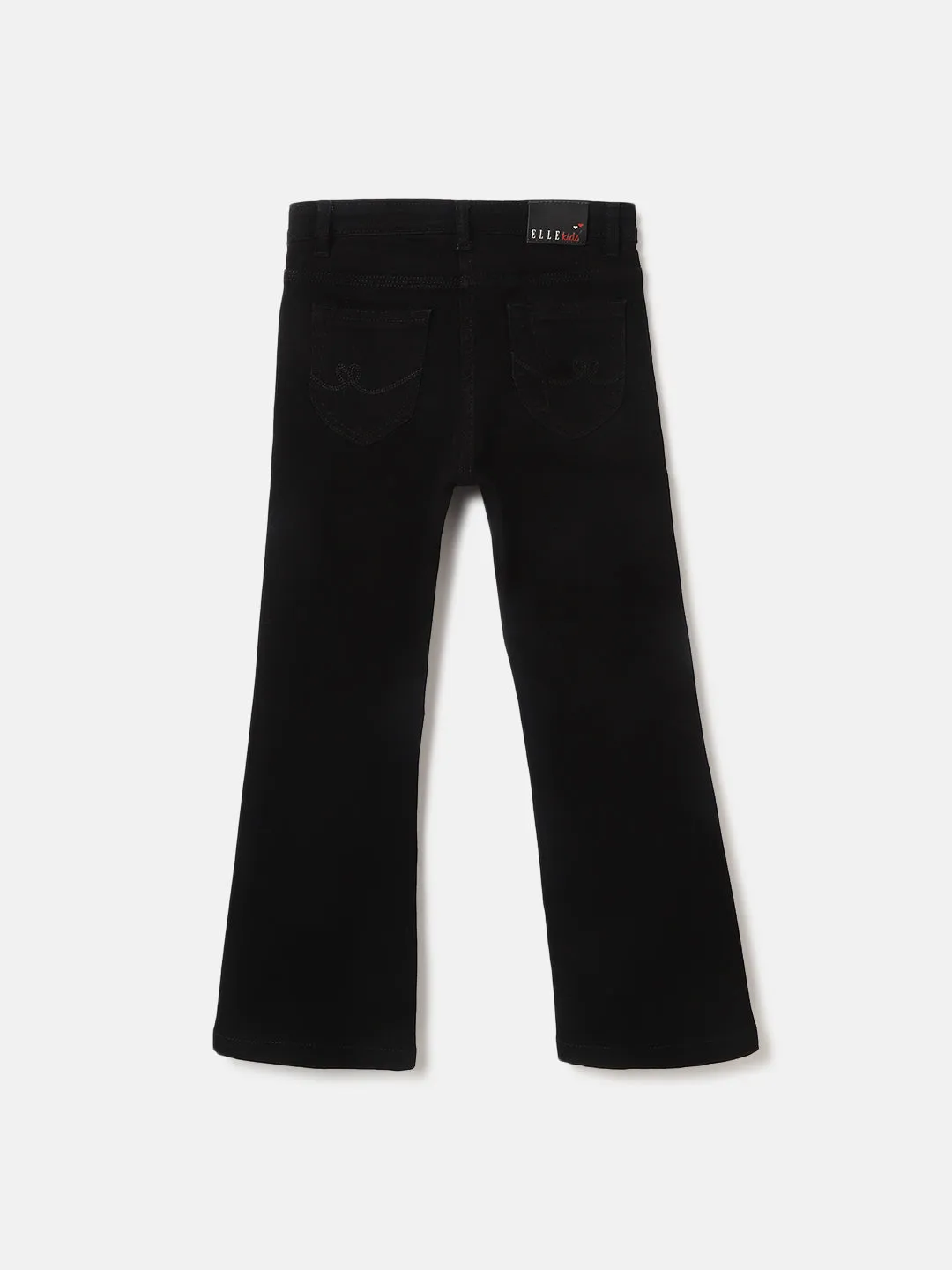 Elle Girls Black Solid Bootcut Fit Jeans