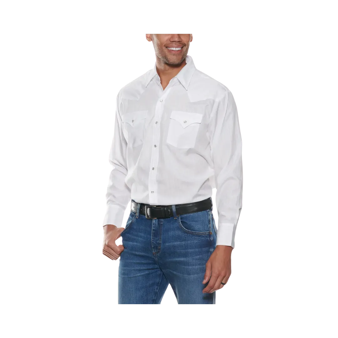 Ely Walker Solid White Long Sleeve Western Shirt