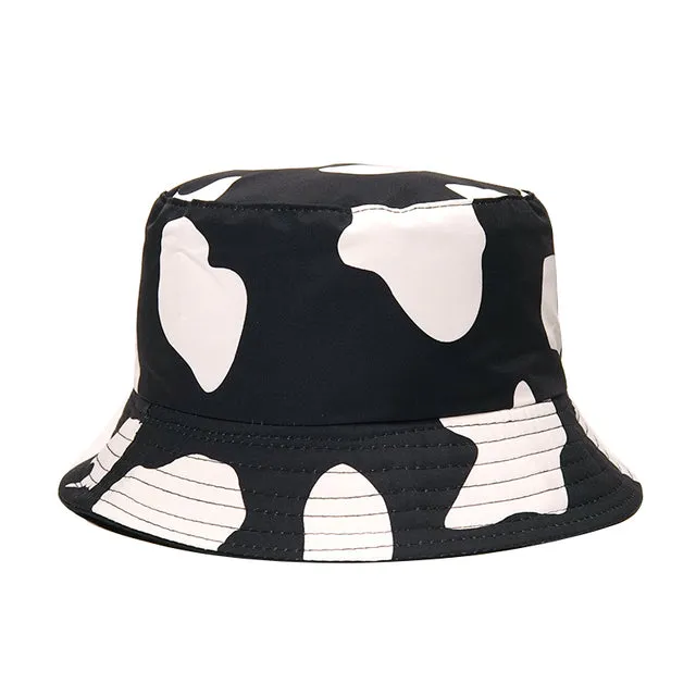 Fashion Reversible Leaf Print Bucket Hat Summer Sun Caps For Women