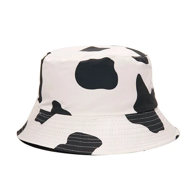 Fashion Reversible Leaf Print Bucket Hat Summer Sun Caps For Women