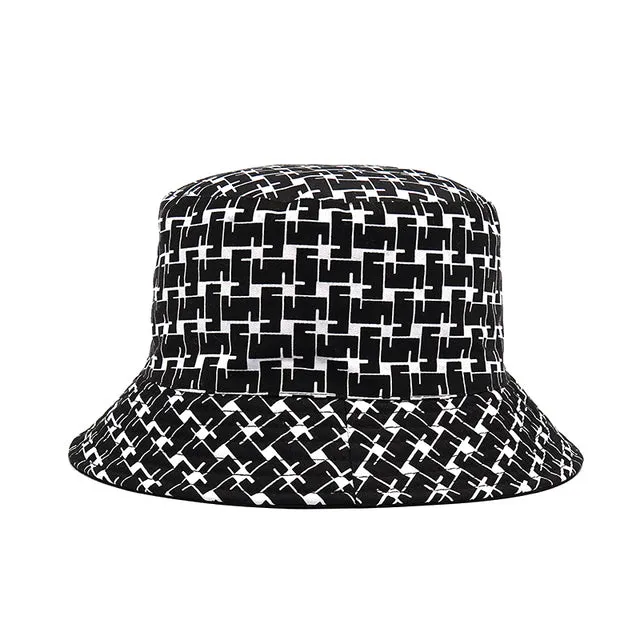 Fashion Reversible Leaf Print Bucket Hat Summer Sun Caps For Women