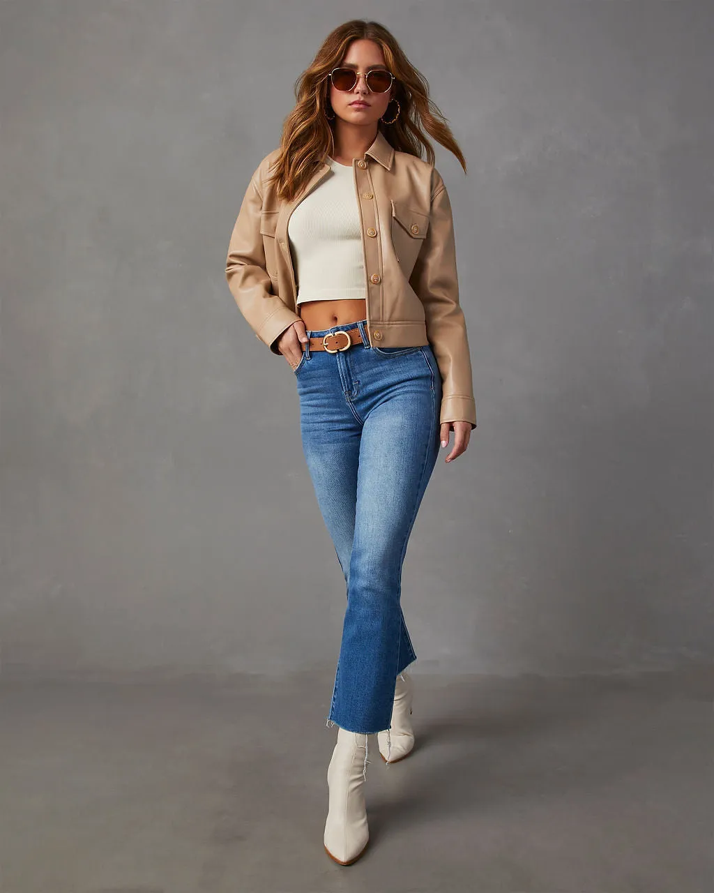 Fowler Cropped High Rise Flare Jeans