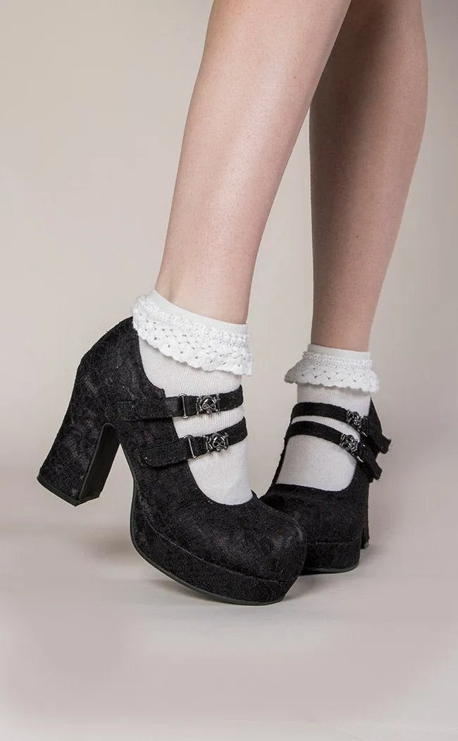 GOTHIKA-09 Black Lace Mary Jane Heels (AU Stock)