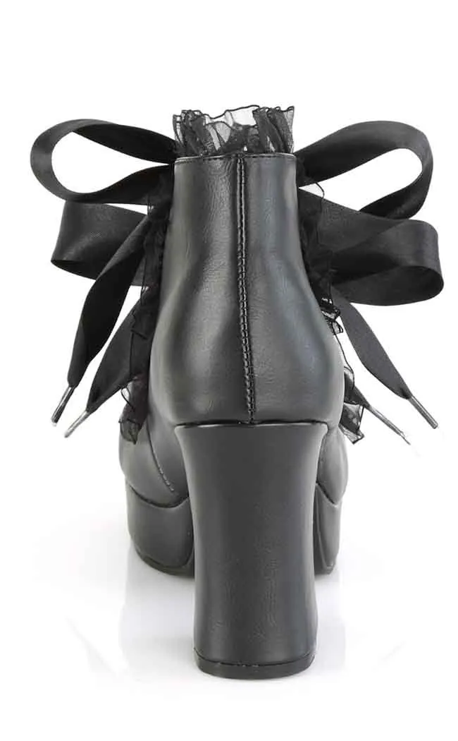 GOTHIKA-53 Black Frilly Mary Jane Heels