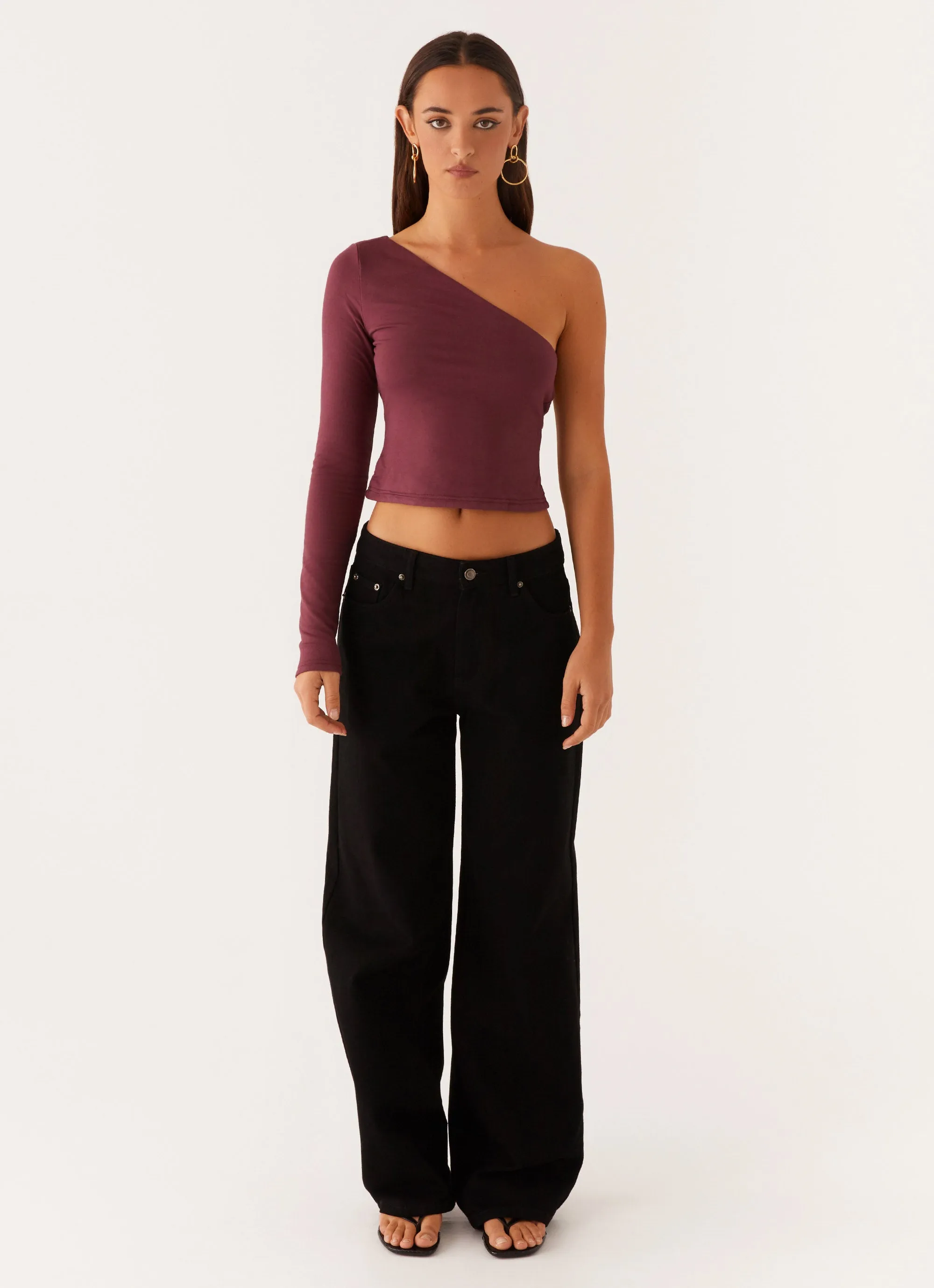 Hawkins Open Back One Shoulder Top - Mulberry