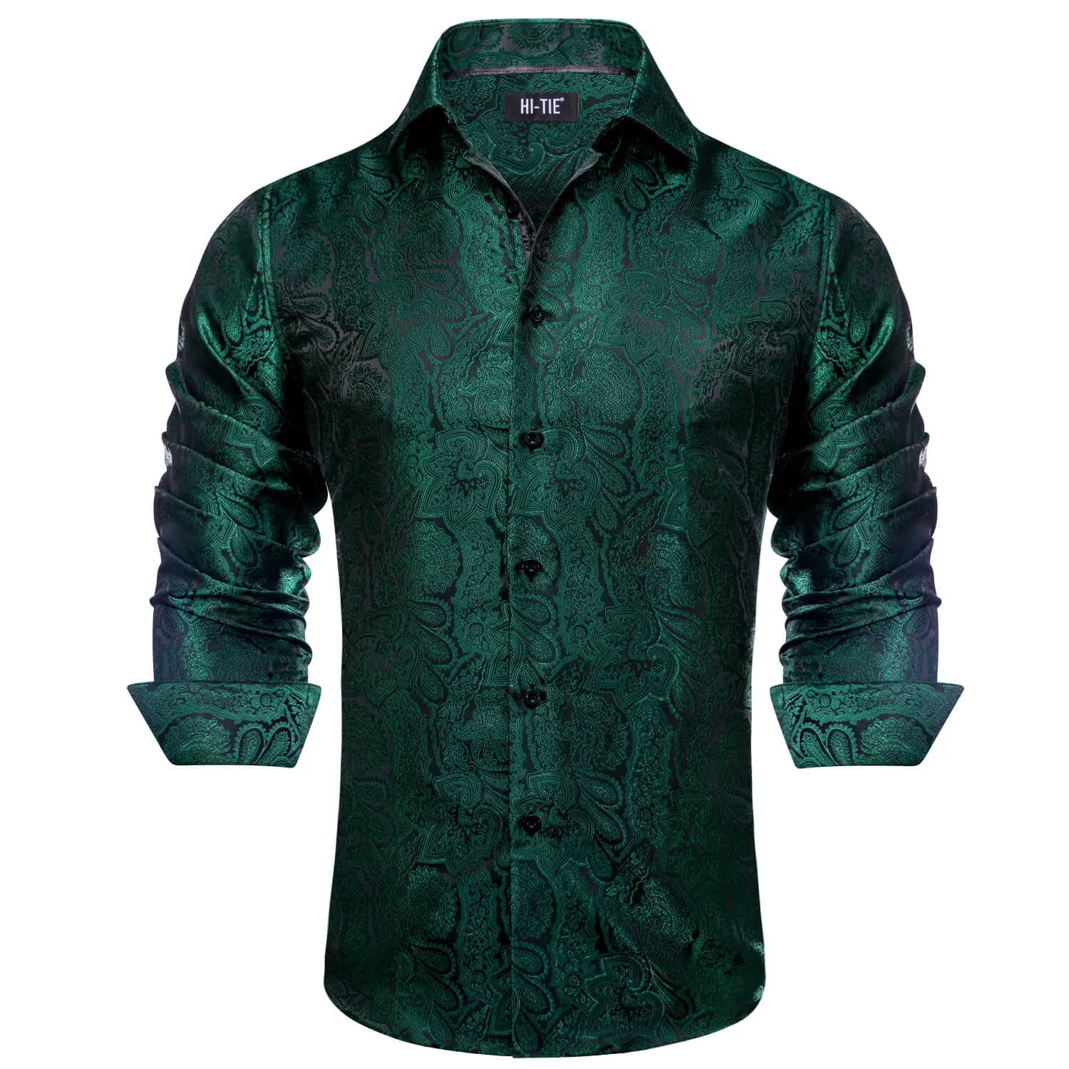 Hi-Tie Paisley Shirt Dark Green Mens Button Down Shirt