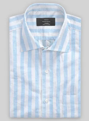 Italian Linen Mabel Blue Awning Stripe Shirt