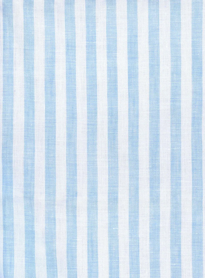 Italian Linen Mabel Blue Awning Stripe Shirt