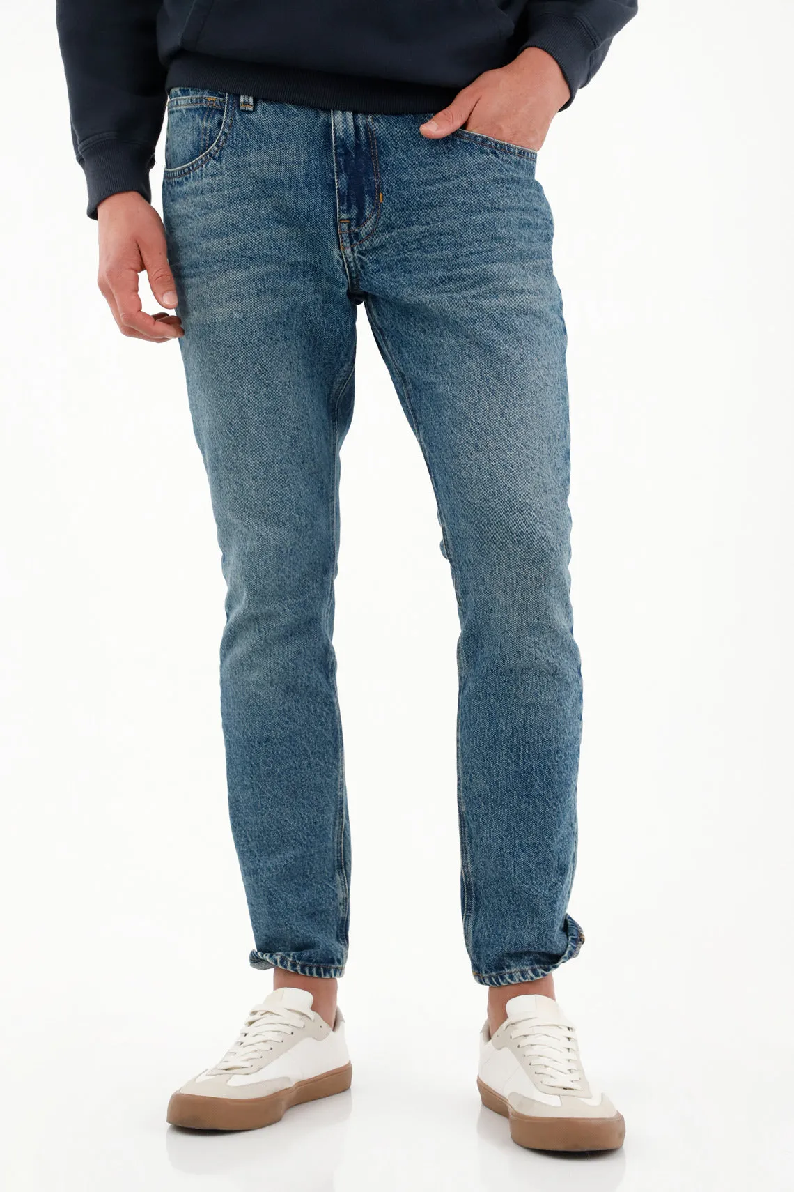 Jean para hombre tns, jeans classic plano cintura con pretina