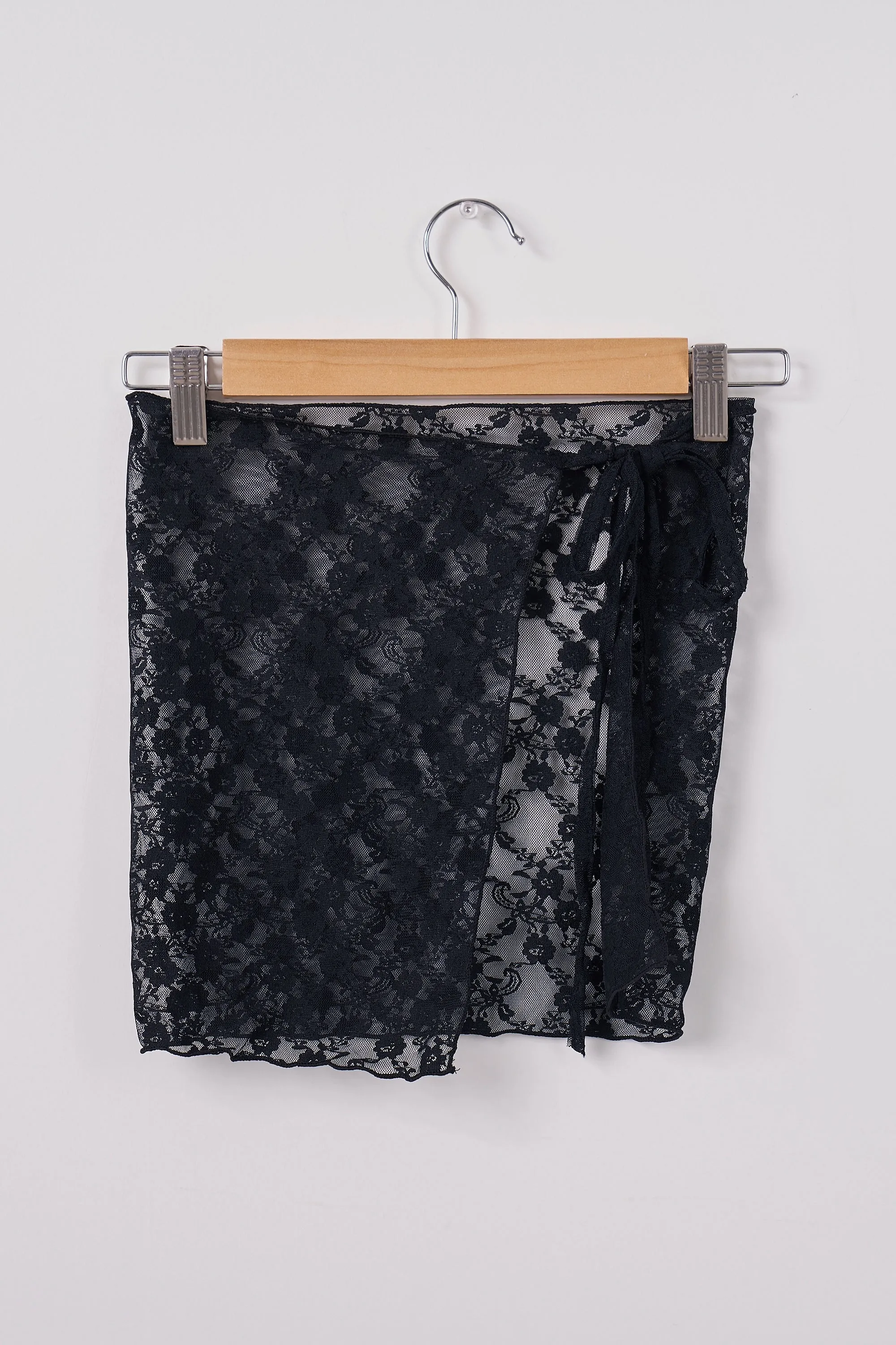 Josh Lace Overlay Pleather Skirt