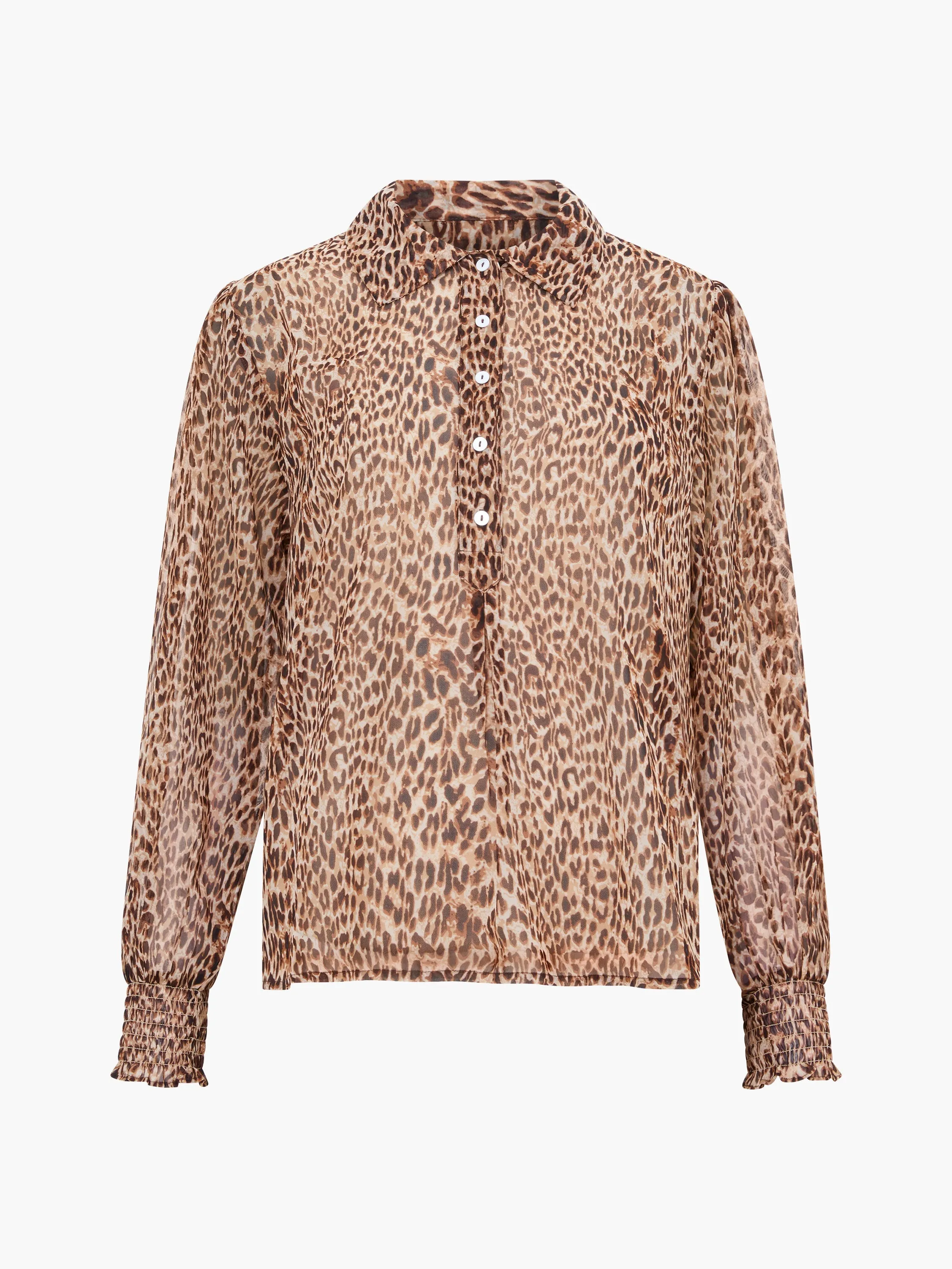 Leopard Print Georgette Long Sleeve Top