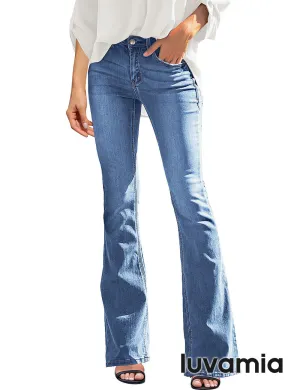 luvamia Women‘s High Waisted Flare Bell Bottom Jeans Ripped Wide Leg Denim Pants